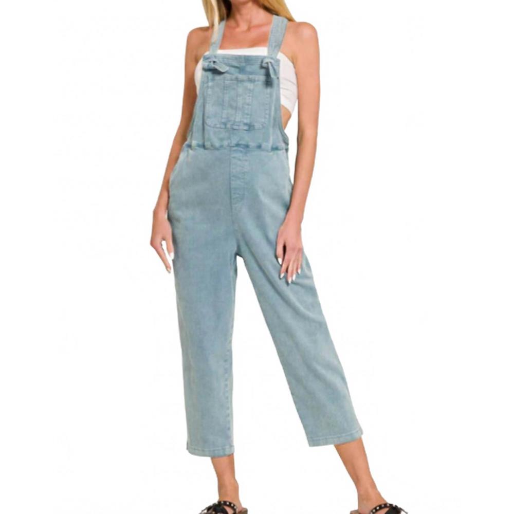 Zenana Outfitters Light Blue Denim Overalls